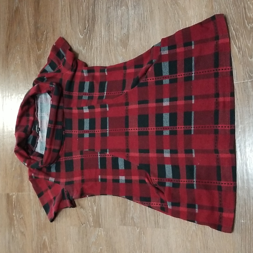(S) Papa Vancover Lumberjack Plaid Cowl Neck Sweater Dress Cozy Cabin Nordic